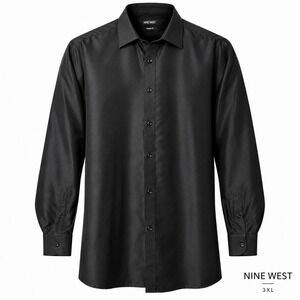 Nine West Men's 3XL Black Satin Finish Classic Fit Dress Shirt 19-19.5 34/35